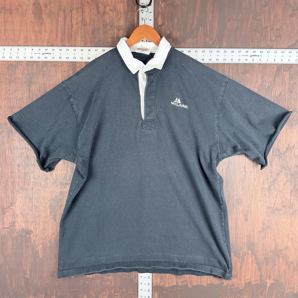 Rugby Wear‎ Barbarian Short Cut Sleeve Polo Shirt Black Mens 3XL 90s Vintage